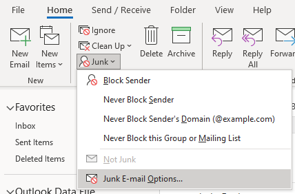 Outlook safe senders